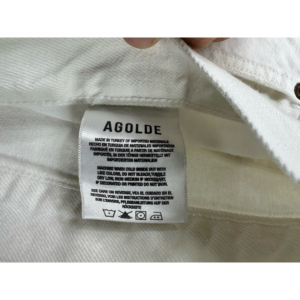 AGOLDE Sz 33 Parker Long White Button Fly Loose Fit Shorts High-Rise 4" Inseam - Picture 5 of 7